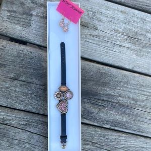 Besty Johnson bracelet and earrings gold and pink